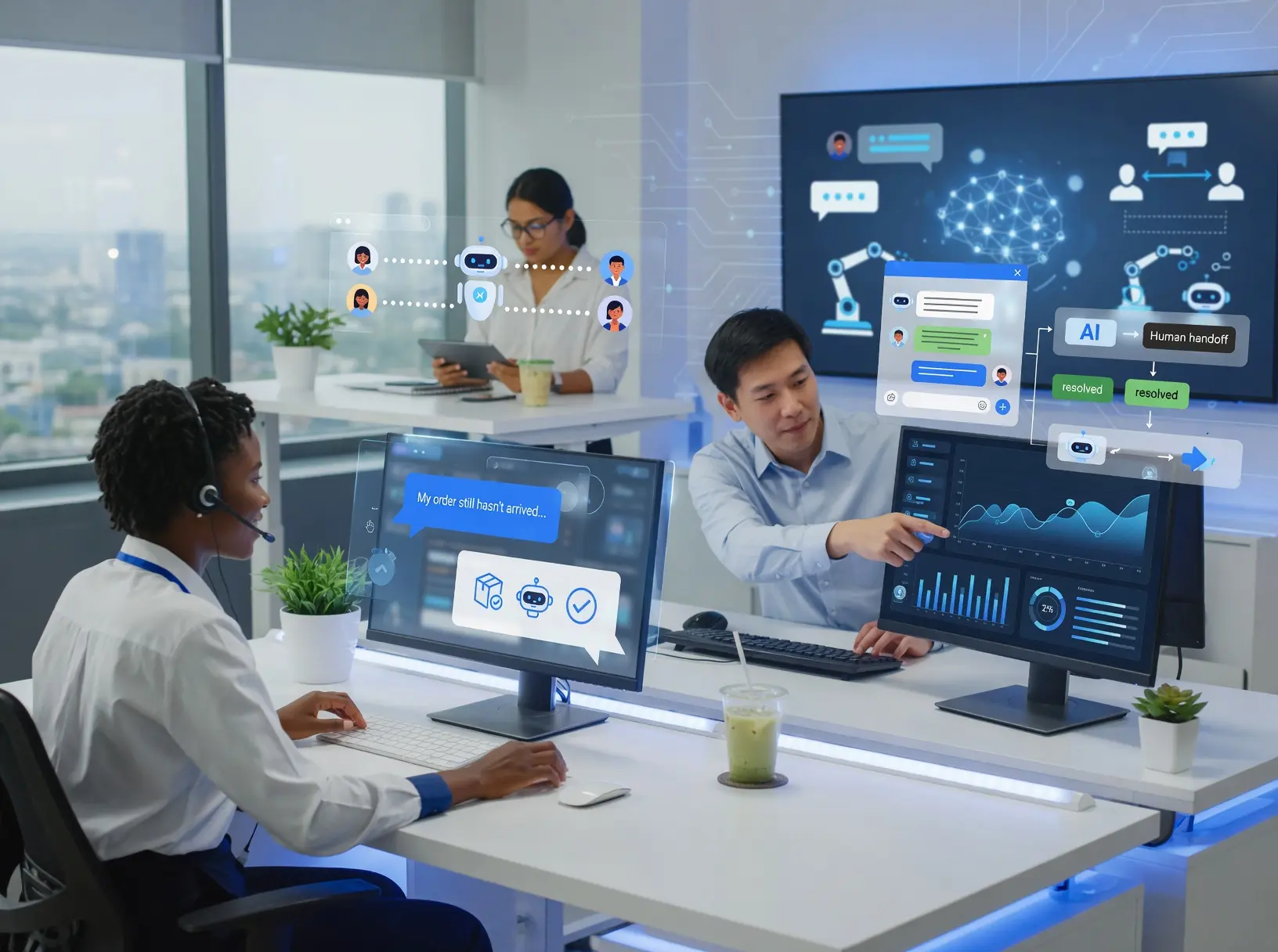 Customer service automation workflow illustration